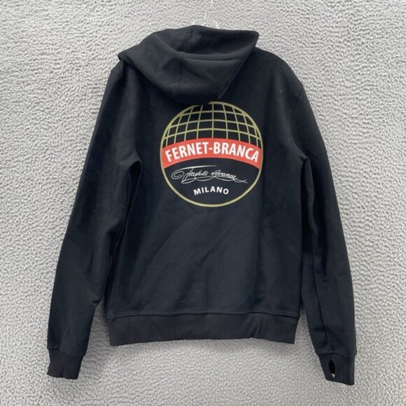 Fernet Branca Hoodie Men Medium Black Full Zip Milano Sportswear Training Travel - Picture 6 of 14